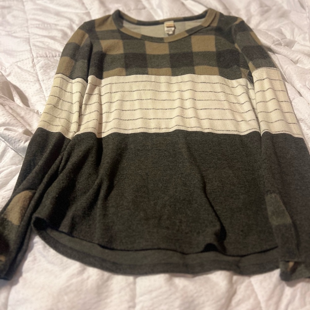 7th Ray Tan and Cream Long Sleeve Tee